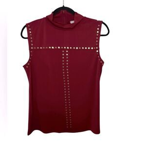 Carmen Elegant Red Studded Sleeveless Top